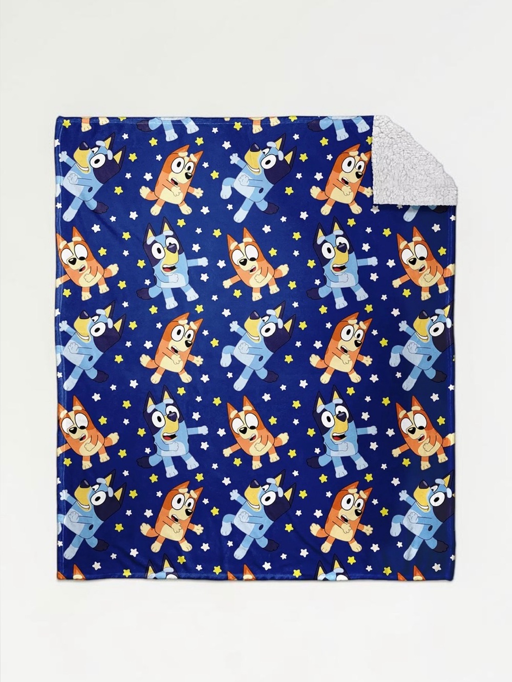 NEW Bluey Sherpa Throw Blanket 60x70 Bingo Navy Stars Reversible Soft Kids
